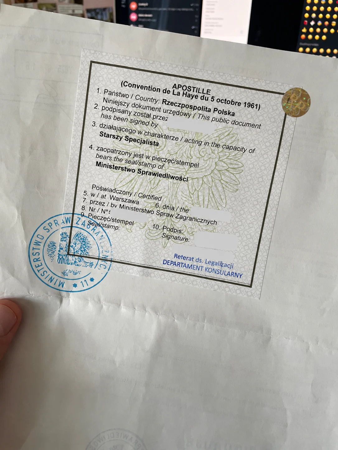 Апостиль на обезличенной справке о несудимости
