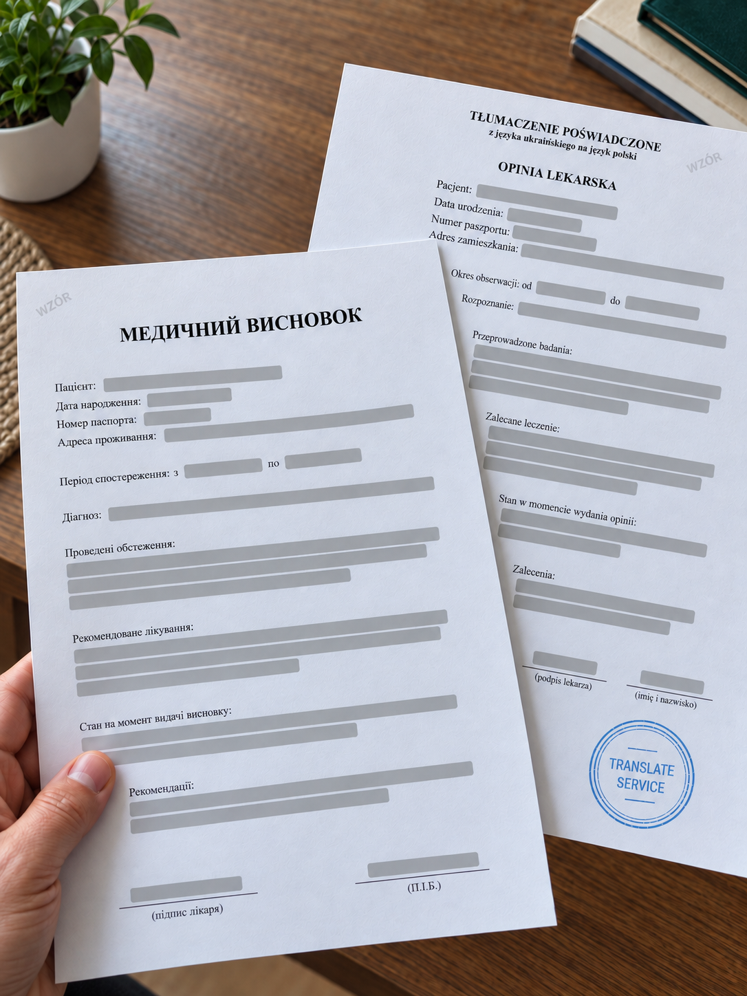Ukrainian-language medical report and Polish translation — Translate Service